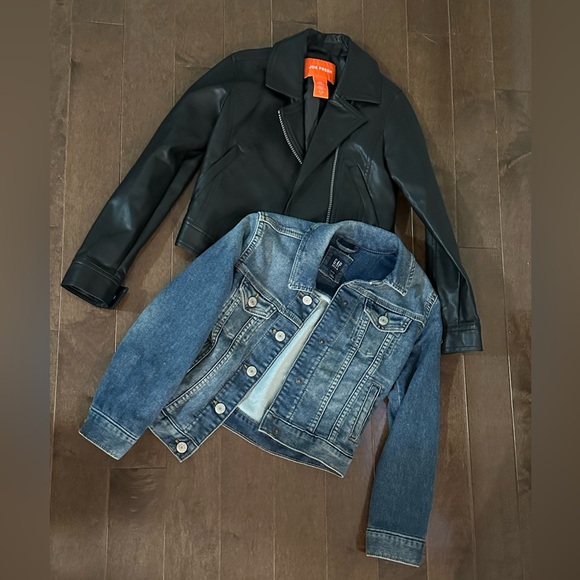 Kids Small: Gap denim & Joe Fresh faux leather jackets - Picture 1 of 5